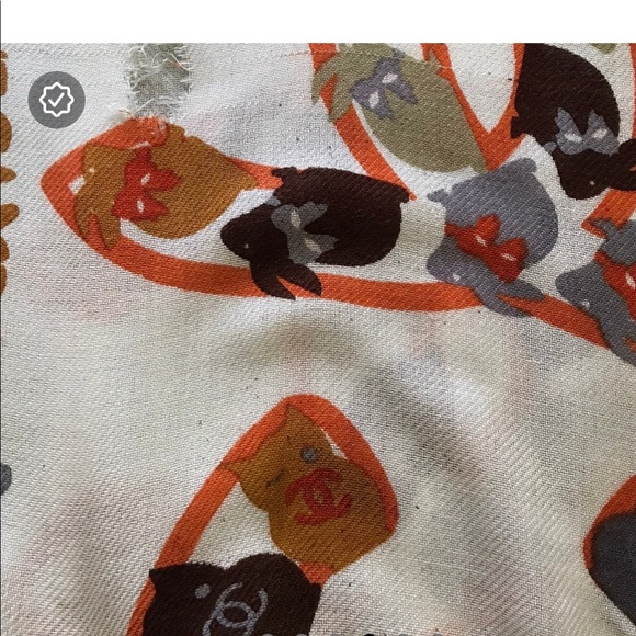 Iconic monogram scarf with coco CC Chanel logo. It measures 68”x28”. - Picture 7 of 9